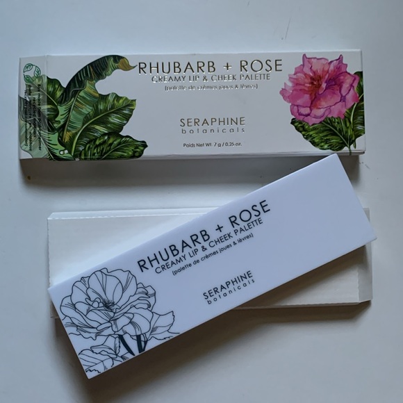 Seraphine Botanicals Rhubarb Rose Creamy Lip Cheek Palette Lipstick Blush Makeup - Picture 5 of 9